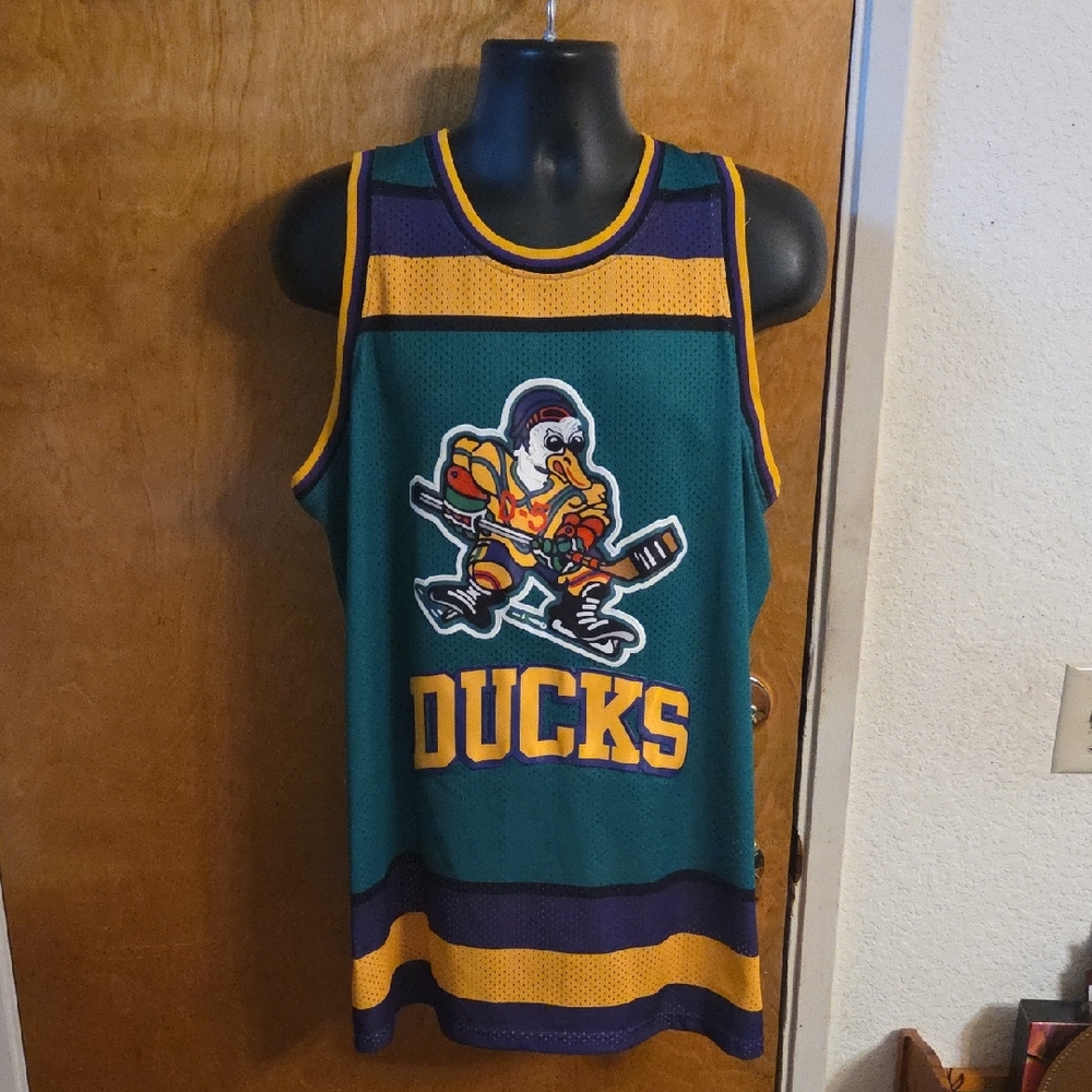 Mighty Ducks Green Goldberg D5 Stitched Sleeveless Adult Basketball Jersey XL